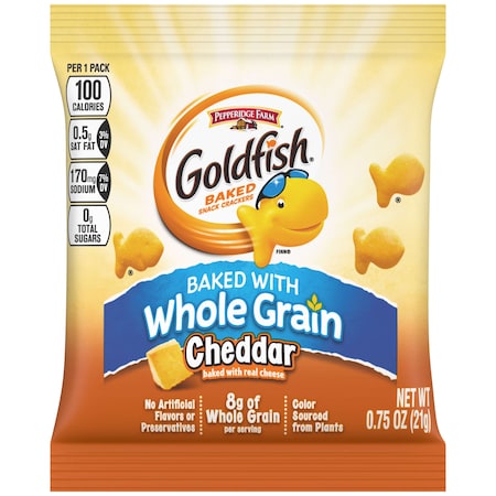 Pepperidge Farms Whole Grain Cheddar Goldfish Snack Crackers .75 oz., PK300 140018105